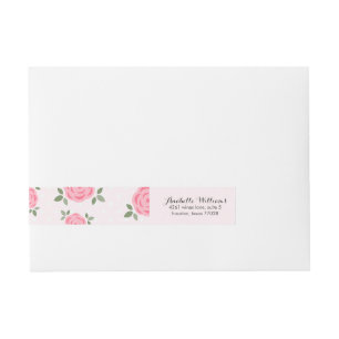 Delicate Pink Flowers Wraparound Address Label