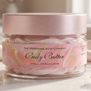 Delicate Pink Gold Cosmetics Body Butter Jar Label