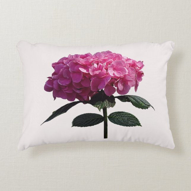 Delicate Pink Hydrangea Accent Pillow (Front)