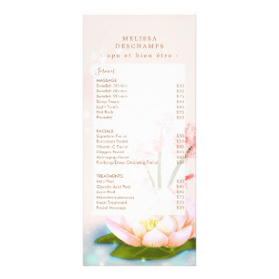 Delicate Pink Lotus Flower Custom Spa Template Rack Card