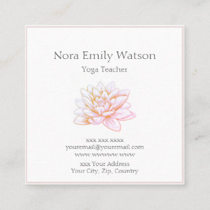 Delicate Pink Lotus Flower Square Business Card