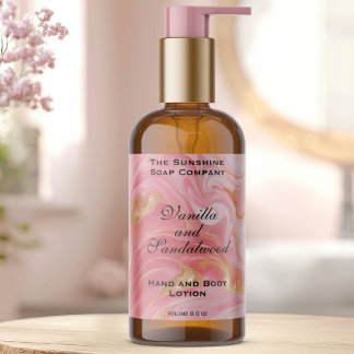 Delicate Pink Marble & Gold Foil Cosmetics Bottle Sticker