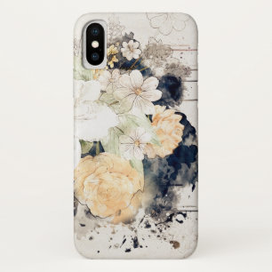 Delicate pink orange floral blue watercolor splash Case-Mate iPhone case