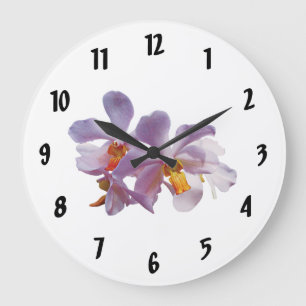 Delicate Pink Orchids Large Clock