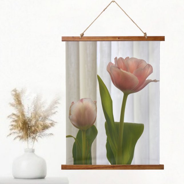 Delicate Pink Pastel Tulips Beautiful Photographic Hanging Tapestry (Creator Uploaded)