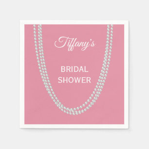 Delicate Pink Pearls Bridal Shower Napkin