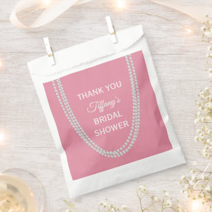 Delicate Pink Pearls Bridal Shower Thank You Favour Bag
