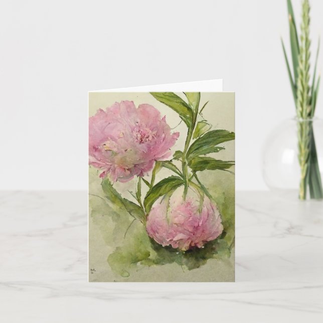Delicate pink peonIes  Note Card (Front)