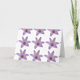 Delicate pink rain lilies on a blank card