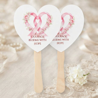 Delicate Pink Ribbon Floral Heart Fan MH26