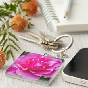 Delicate pink rose. keychain