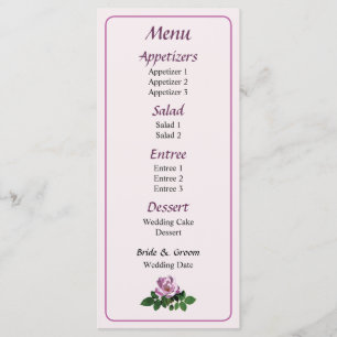 Delicate Pink Rose Menu... Menu