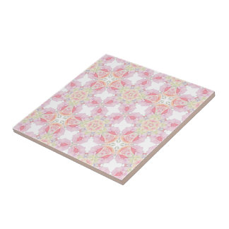 Delicate Pink Rose Pattern Tile
