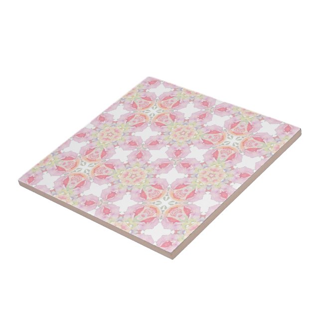 Delicate Pink Rose Pattern Tile (Side)
