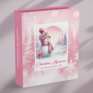 Delicate Pink Snowman Christmas Moments Album   Binder
