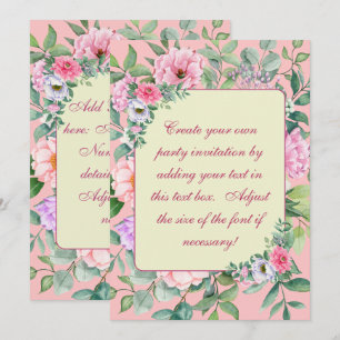 Delicate Pink Summer Garden Party Floral Birthday Invitation