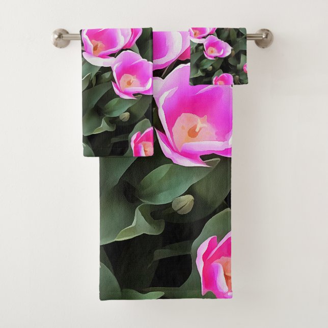 Delicate Pink Tulips of Istanbul Bath Towel Set (Insitu)