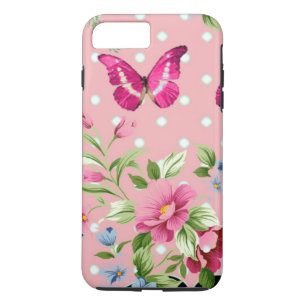 delicate pink vintage floral pattern iPhone 8 plus/7 plus case