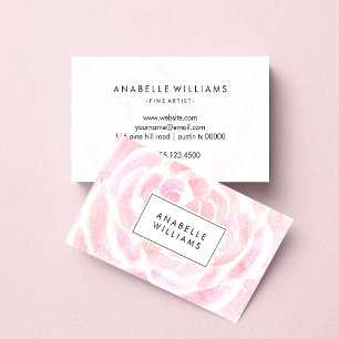 Delicate Pink Watercolor Floral Business Card