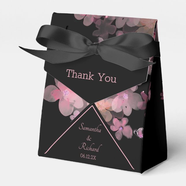 Delicate Pink Watercolor Floral Favor Box (Front Side)