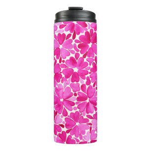 Delicate Pink Watercolor Flowers Thermal Tumbler