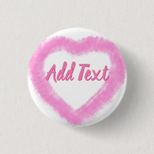 Delicate Pink Watercolor Heart Shape 1 Inch Round Button