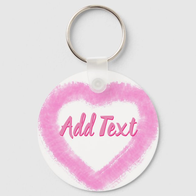 Delicate Pink Watercolor Heart Shape Keychain (Front)