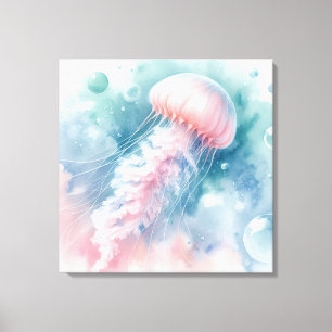 Delicate Pink Watercolor Jellyfish Canvas Print