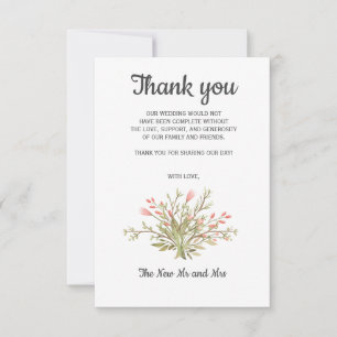 Delicate Pink wildflowers Photo  Wedding Thank you Card