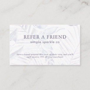 Delicate Plum and White Palm Leaf Print Referral Card