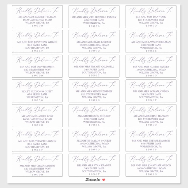 Delicate Plum Purple Guest Address Labels (Sheet)