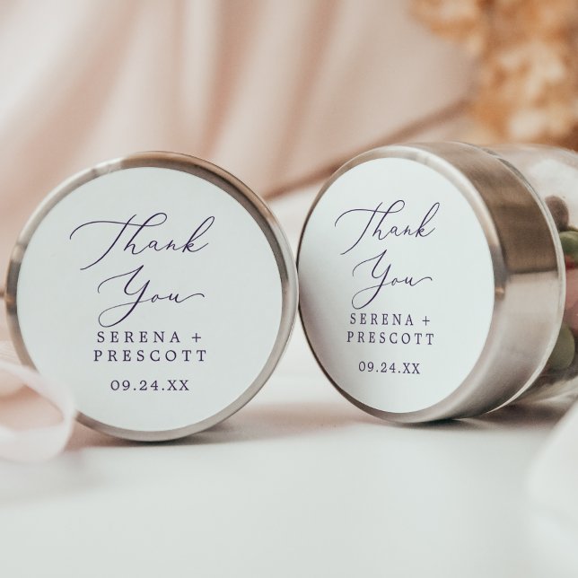 Delicate Plum Purple Thank You Wedding Favour Classic Round Sticker (Creator Uploaded)