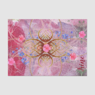 Delicate Pressed Flowers on Pink with name/word Tissue Paper