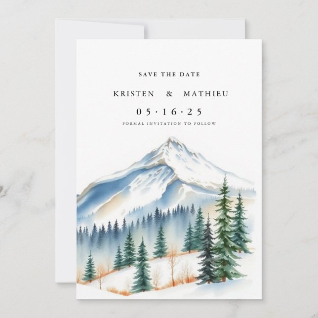 Delicate Printable Mountain Save The Date (Front)