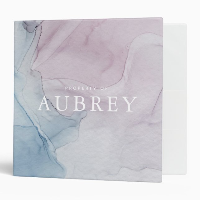 Delicate Purple Abstract Print Property of Name Binder (Front/Inside)