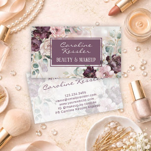 Delicate Purple Blush Pink Blue Floral Design Business Card