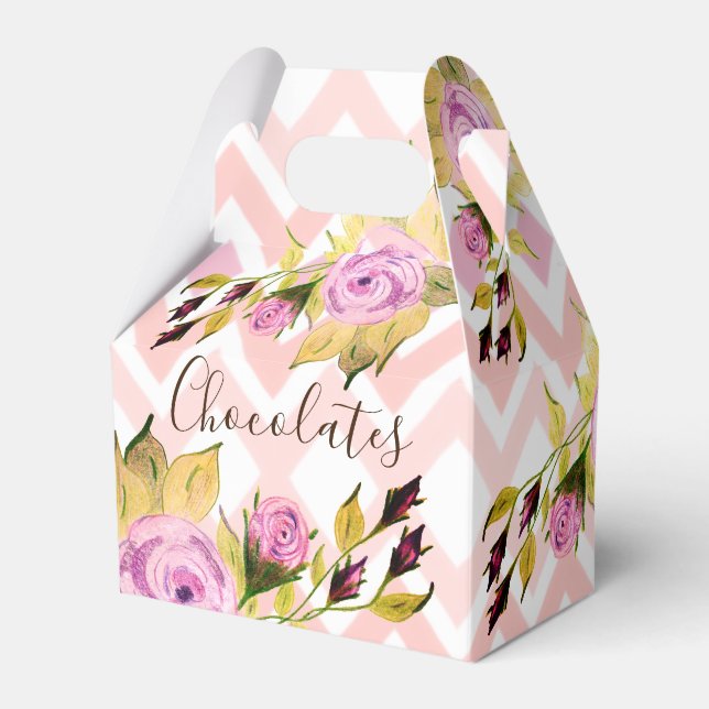 Delicate Purple Floral Favor Box (Front Side)