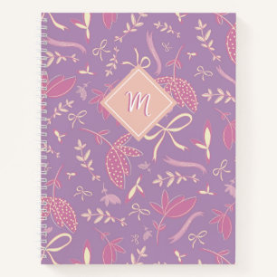 Delicate Purple Florals and Bows Notebook