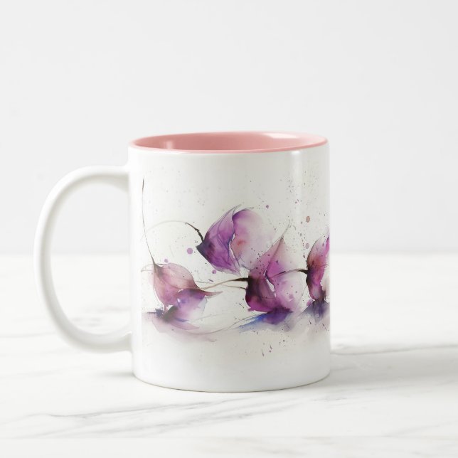 Delicate Purple Florals Two-Tone Mug (Left)