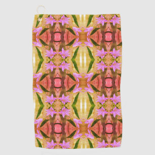 Delicate Purple Flowers Abstract Art Pattern      Golf Towel