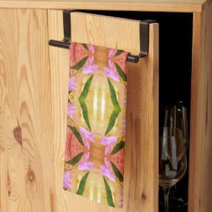 Delicate Purple Flowers Abstract Art Pattern      Kitchen Towel