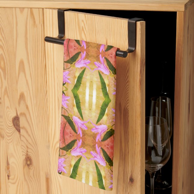Delicate Purple Flowers Abstract Art Pattern      Kitchen Towel (Thirds Fold)