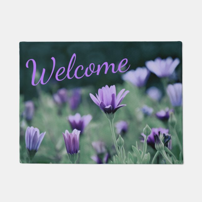 Delicate Purple Flowers Doormat (Front)