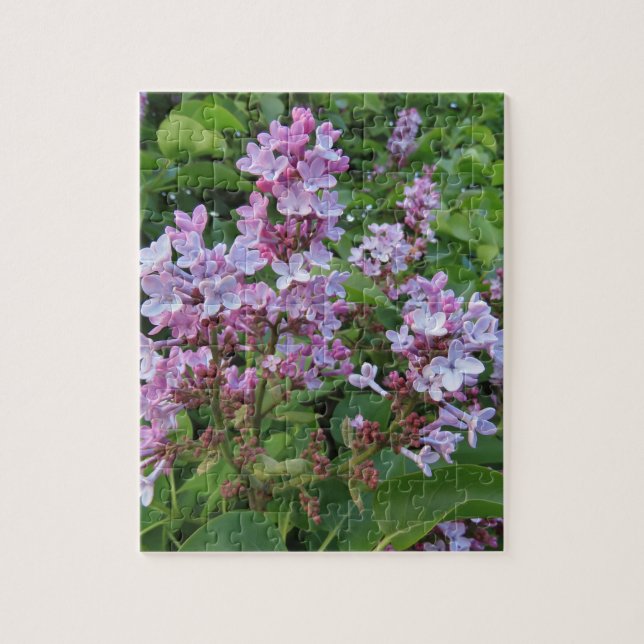 Delicate purple flowers of a lilac bush jigsaw puzzle (Vertical)