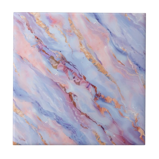 Delicate Purple Fluid Marble-Like with some Gold Tile (Front)