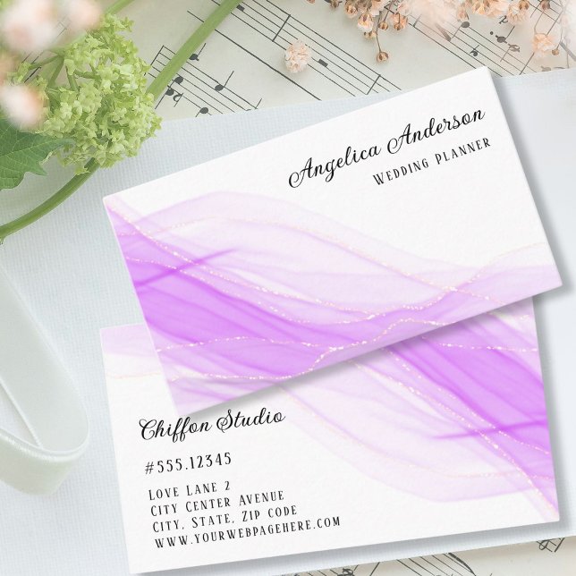 Delicate Purple Gold Details Business Card (Creator Uploaded)