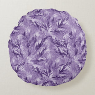 Delicate Purple Palm Round Pillow