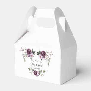 Delicate Purple Pink Peony Flowers Gold Wedding Favor Box