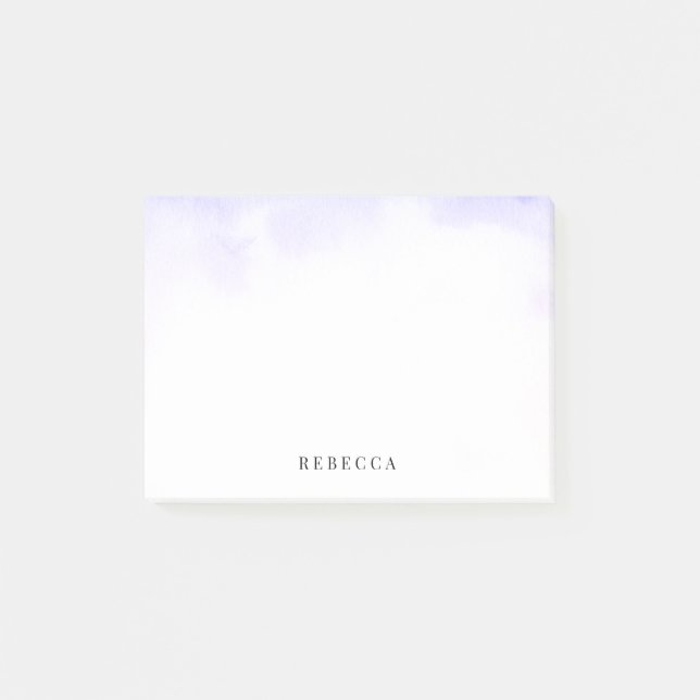Delicate Purple Watercolor Wash Personalized Post-it Notes (Front)