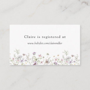 Delicate Purple Wildflower Shower Registry Enclosure Card